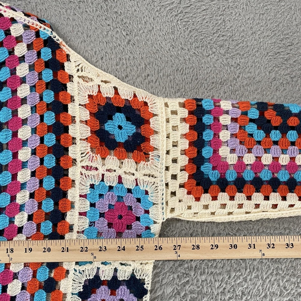 POL Cardigan Sweater Womens Granny Square Crochet Cottagecore Duster - Picture 5 of 12